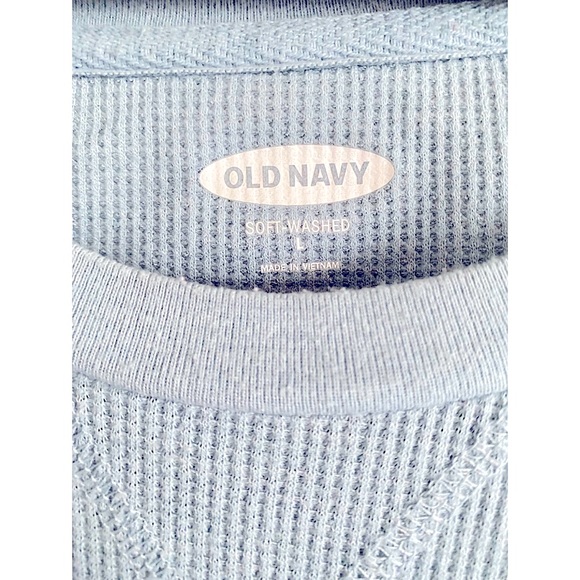 Old Navy Light Blue Soft Wash Lightweight Knit Waffle Thermal Long Sleeve Top L - Picture 2 of 3